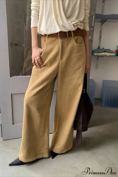 Corduroy High-Waist Wide-Leg Minimal Pants