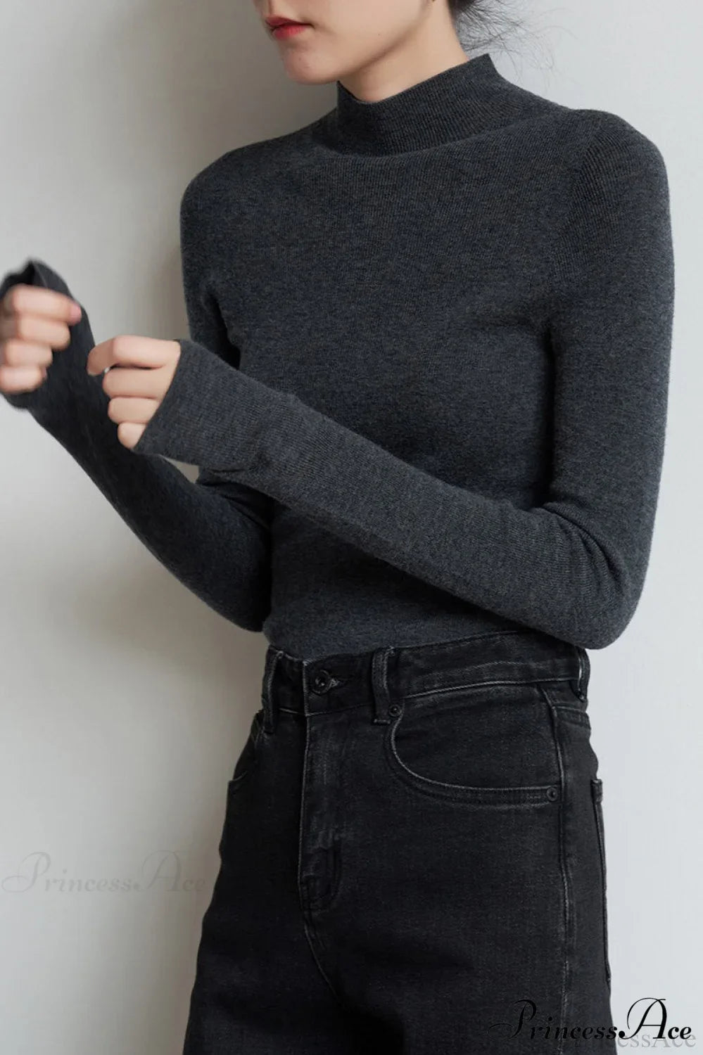 CorpCore Seamless Mock Neck Wool Knit Top