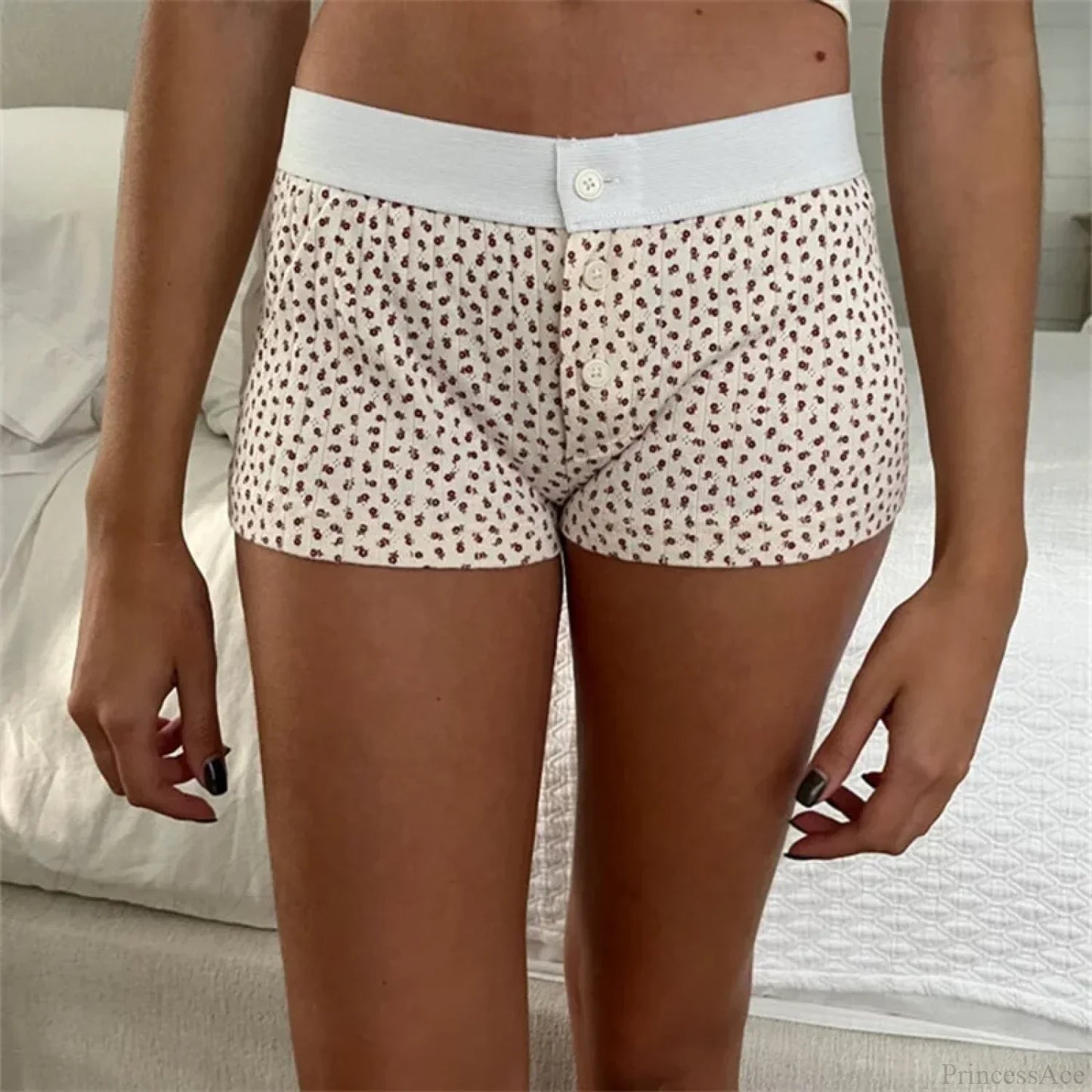 Cotton Print Button Sweatshort