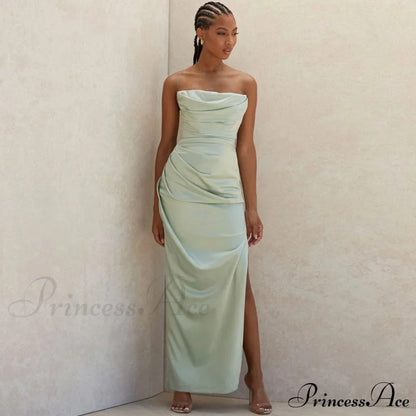 Cowl Neck Strapless Slit Modern Maxi Evening Dress - Black