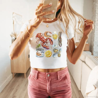 Cray Printed Gothic Crop Top T-shirt
