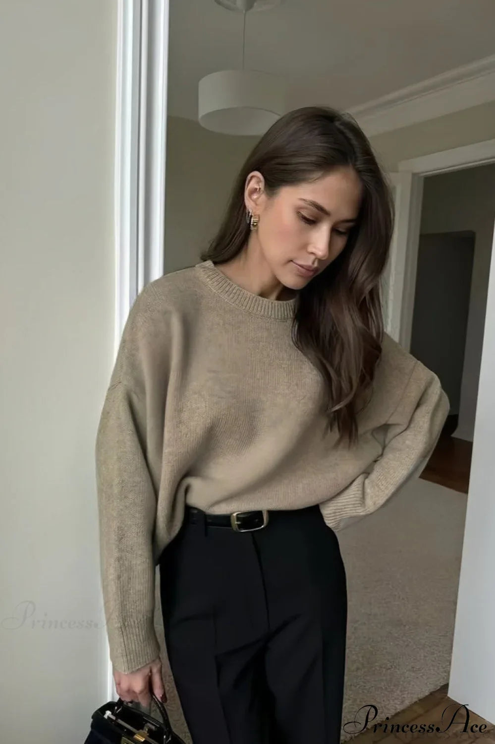 Crew Neck Thick Solid Short Sweater