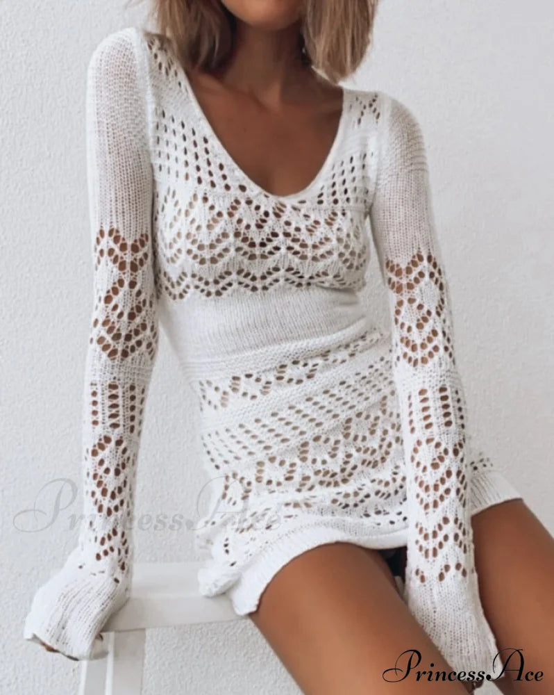 Crochet Hollow Graceful Out Midi Dress
