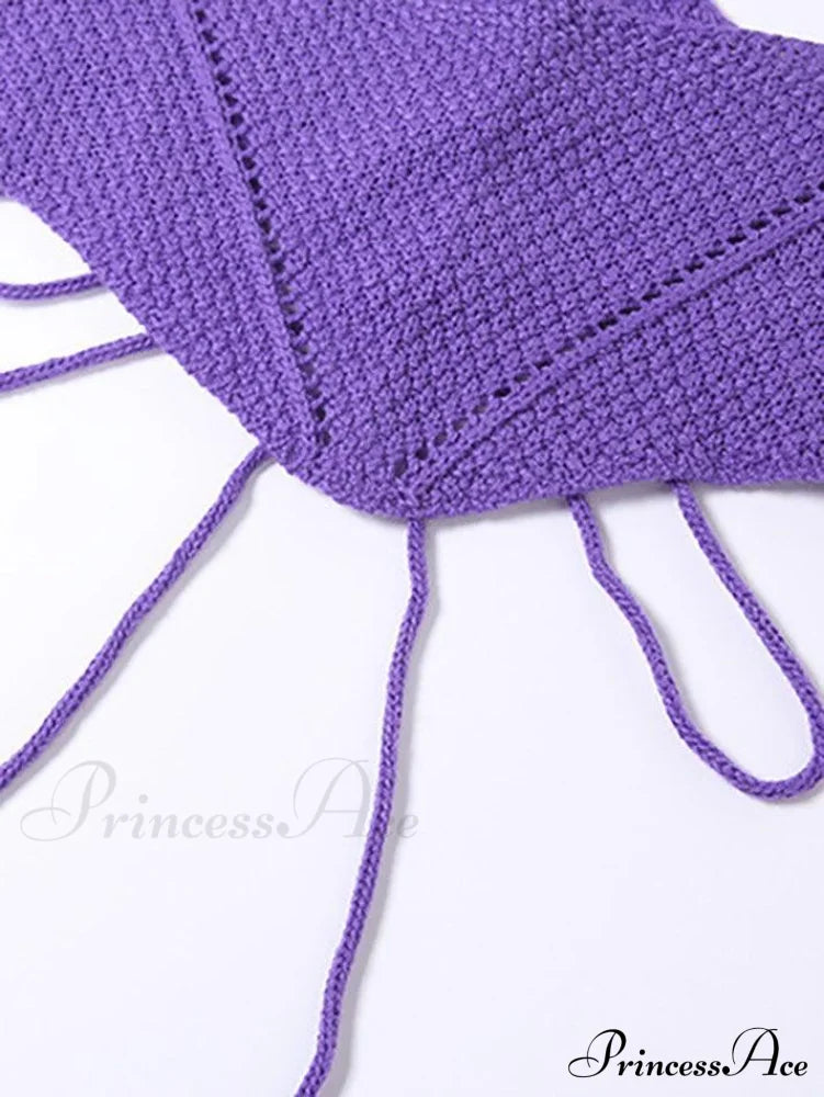 Crochet Knit Granny Square Patterns Classic Slip Mini Dress - Burgundy