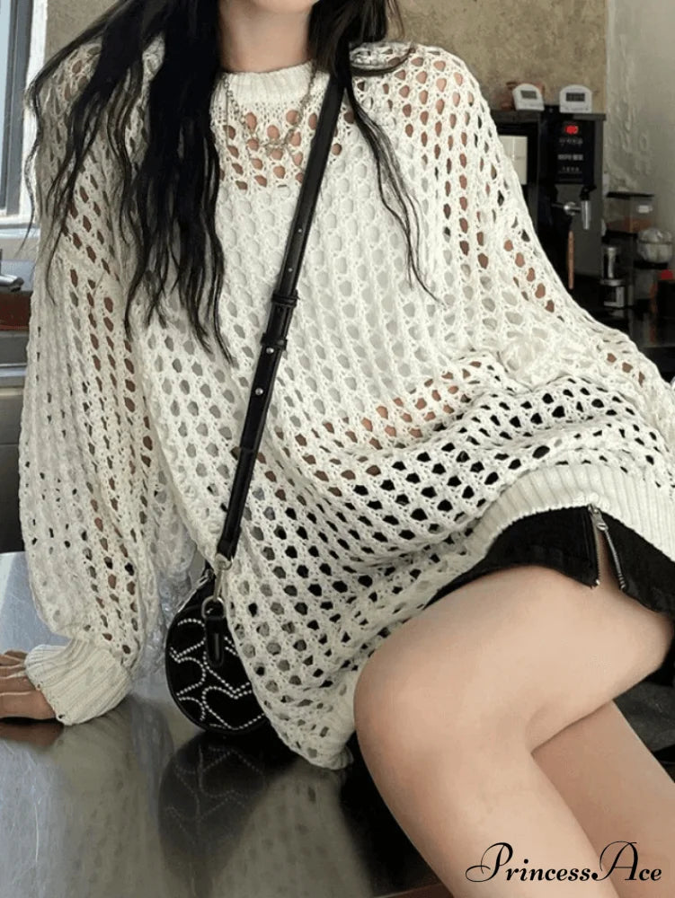 Crochet Long Sleeve Trendy Maxi Cover Up