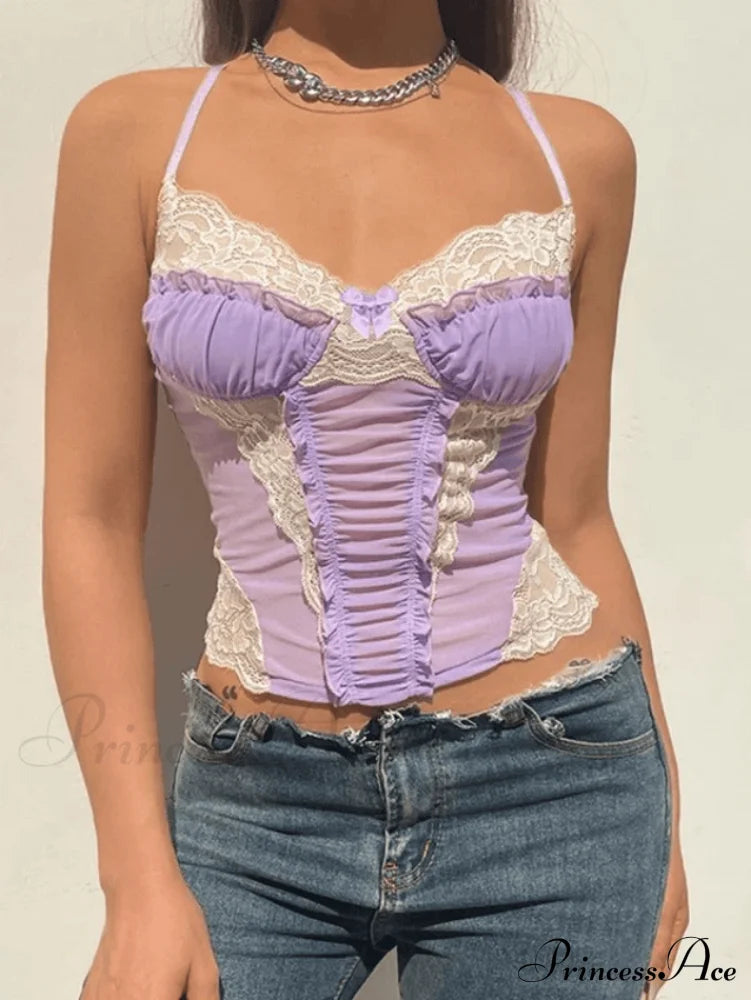 Sexy Elegant Lace Purple Cami Top