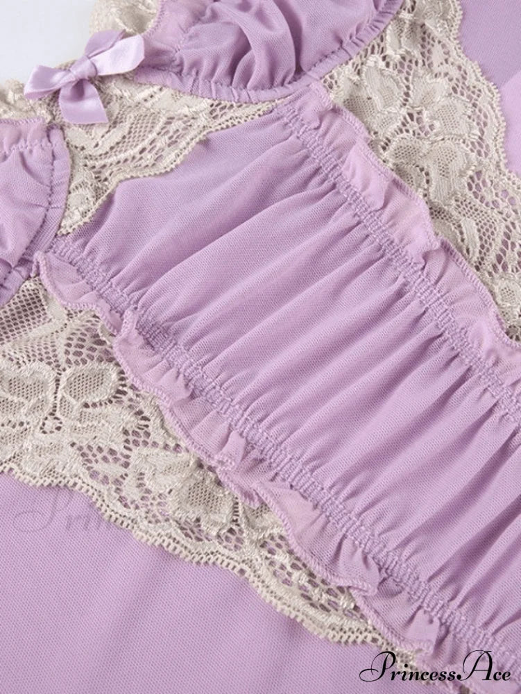 Sexy Elegant Lace Purple Cami Top