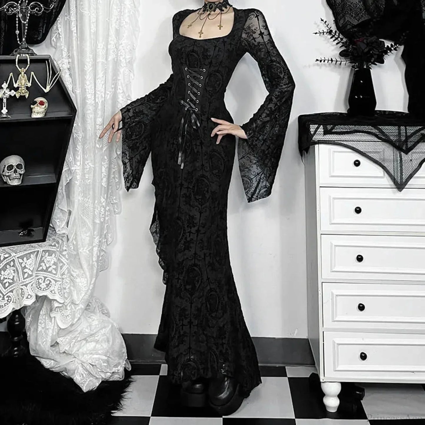Cross Soft Long Sleeved Midi Dress