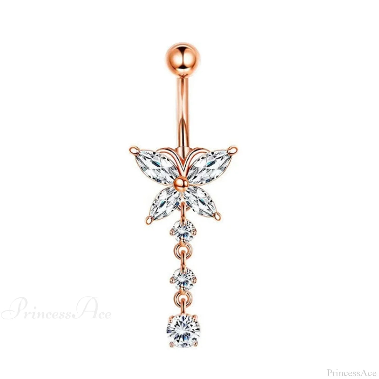 Crystal Heart Pink Gothic Belly Ring
