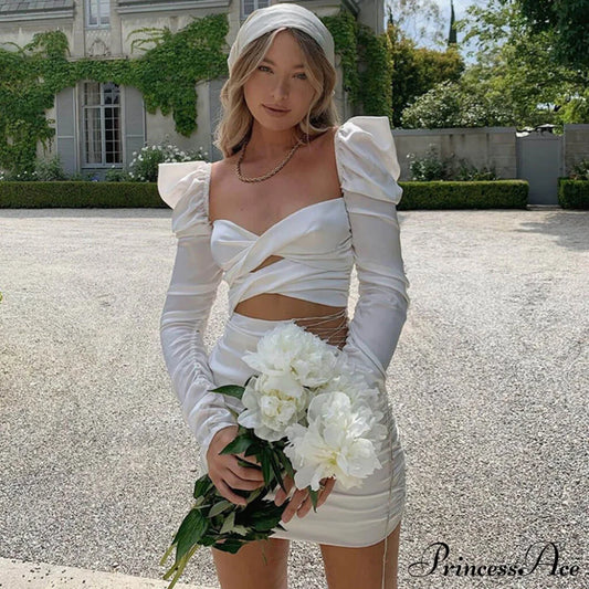 Cut Out Graceful Puff Sleeve Dress