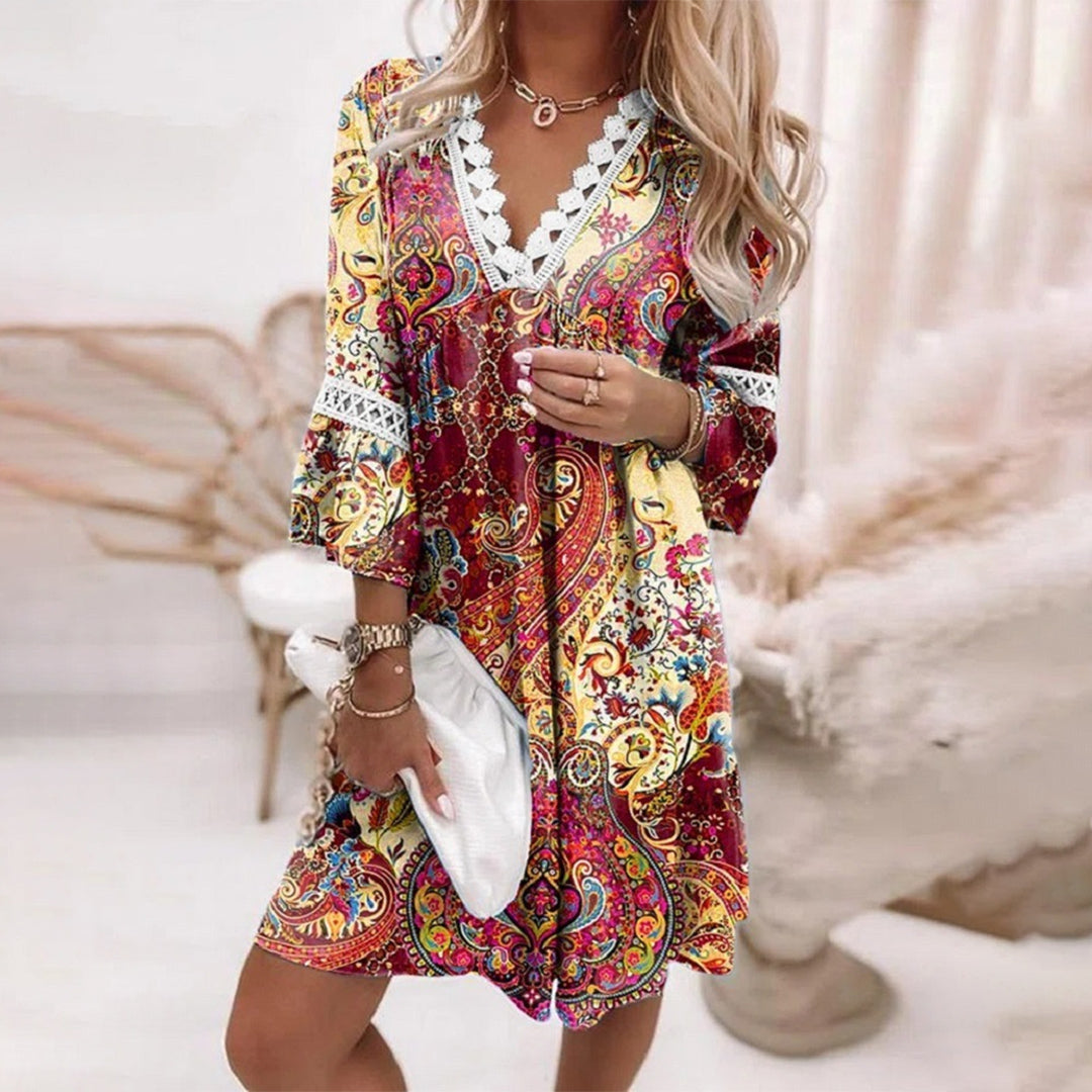 Cynthia | Women's V-Neck A-Line Mini Dress