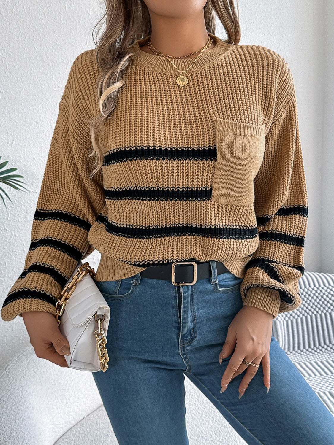 Sandra | Striped long-sleeved sweater with a crew neck
