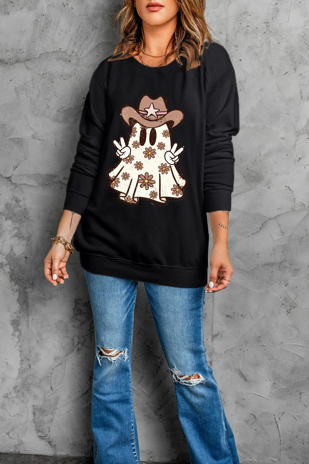 Lidia | Ghost crew neck long sleeve sweatshirt