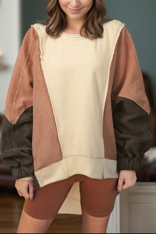 Brigitte | Long sleeve hoodie with a color block design