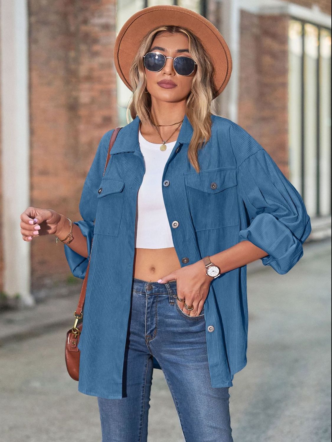 Eva | Long sleeve shirt with buttoned collar and collar