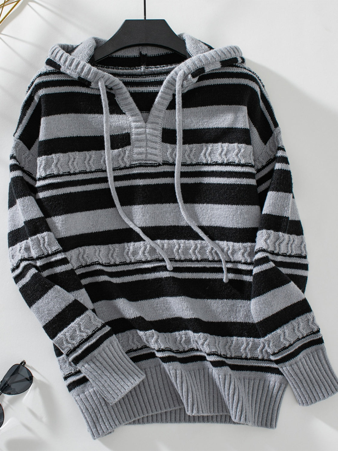 Juana | Striped long sleeve drawstring hoodie