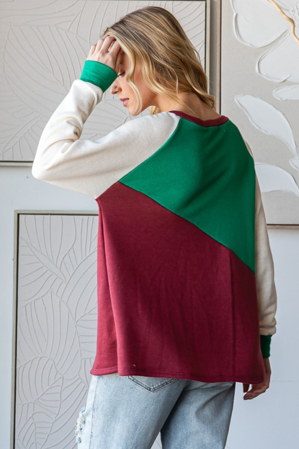 Patricia | HOPELY full size color block long sleeve t-shirt