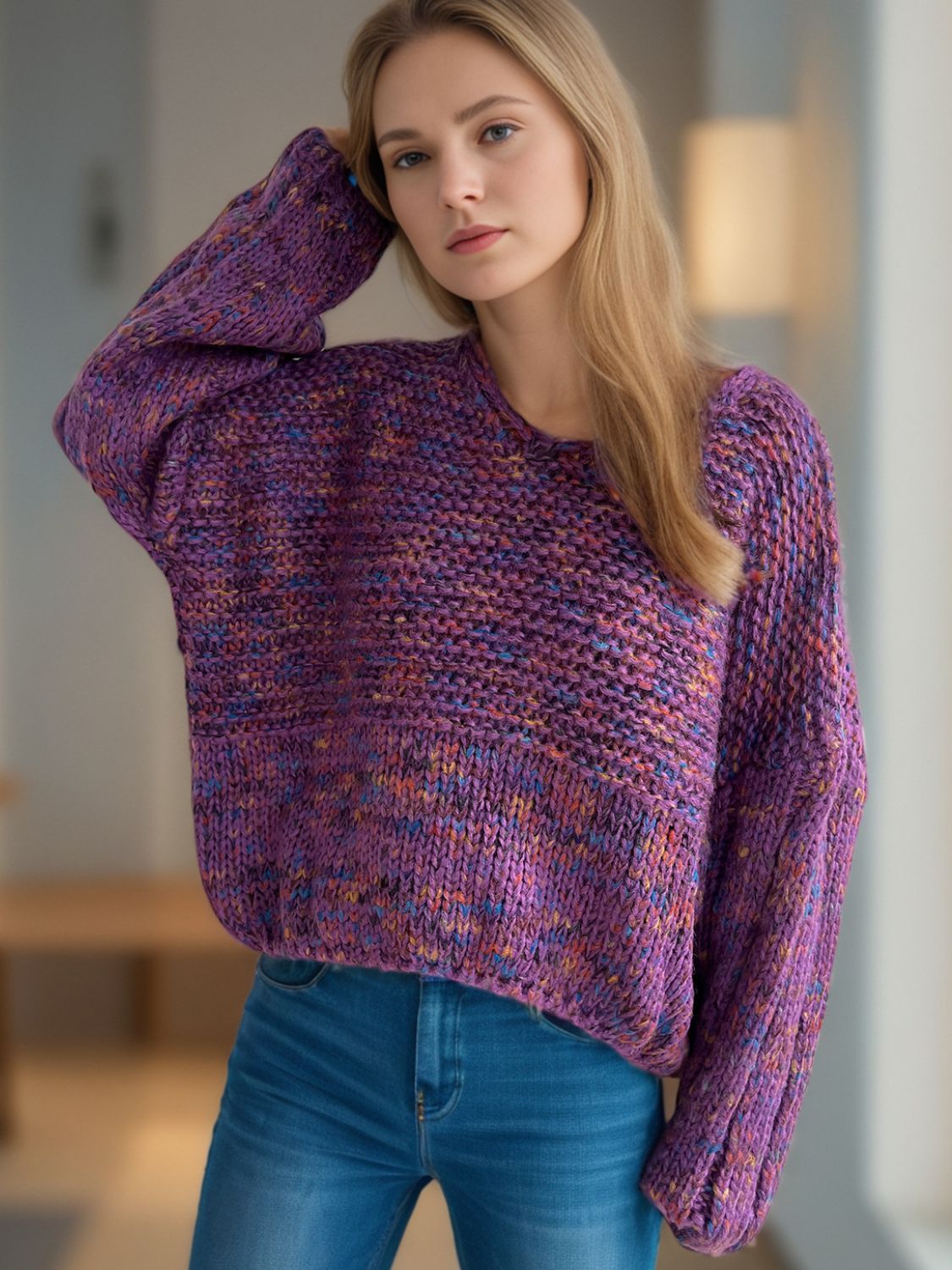Iliana | Long-sleeved sweater with low shoulders