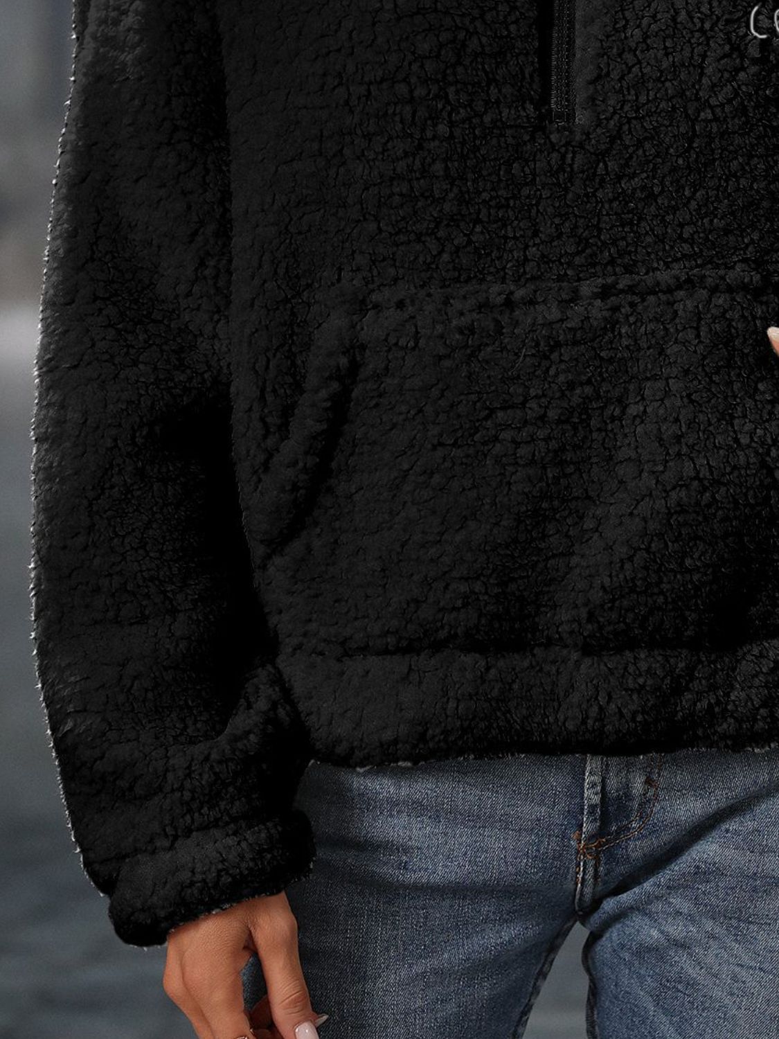 Giovanna | Heart teddy half zip sweatshirt with long sleeves