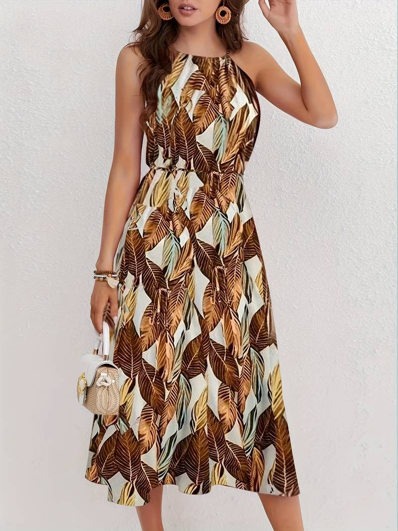 Jocelyn® | Halterneck Beach Dress With Leaf Pattern