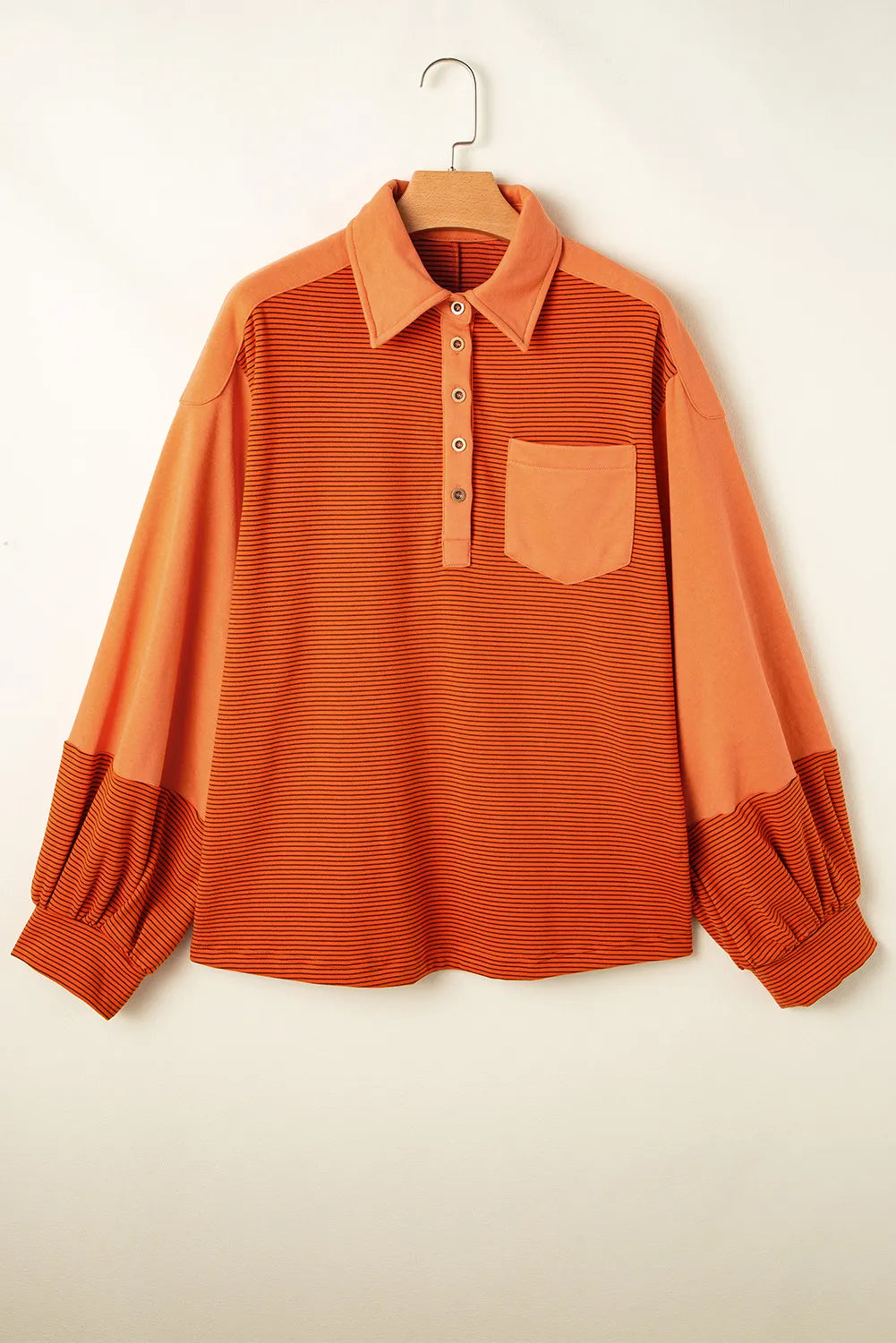 Magda | Striped half button long sleeve sweatshirt
