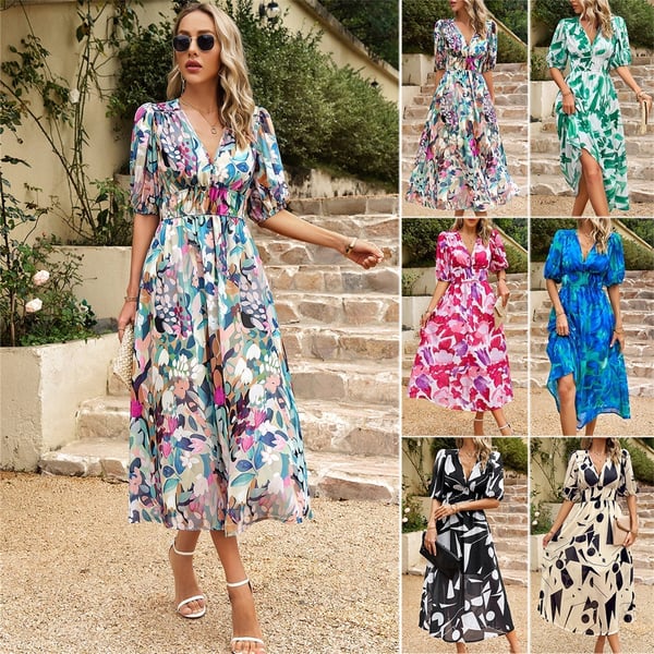 Pilar® | Women's printed V-neck dress