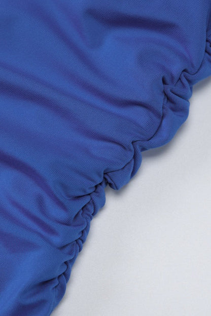 Solid V Neck Halter Backless Formal Dress