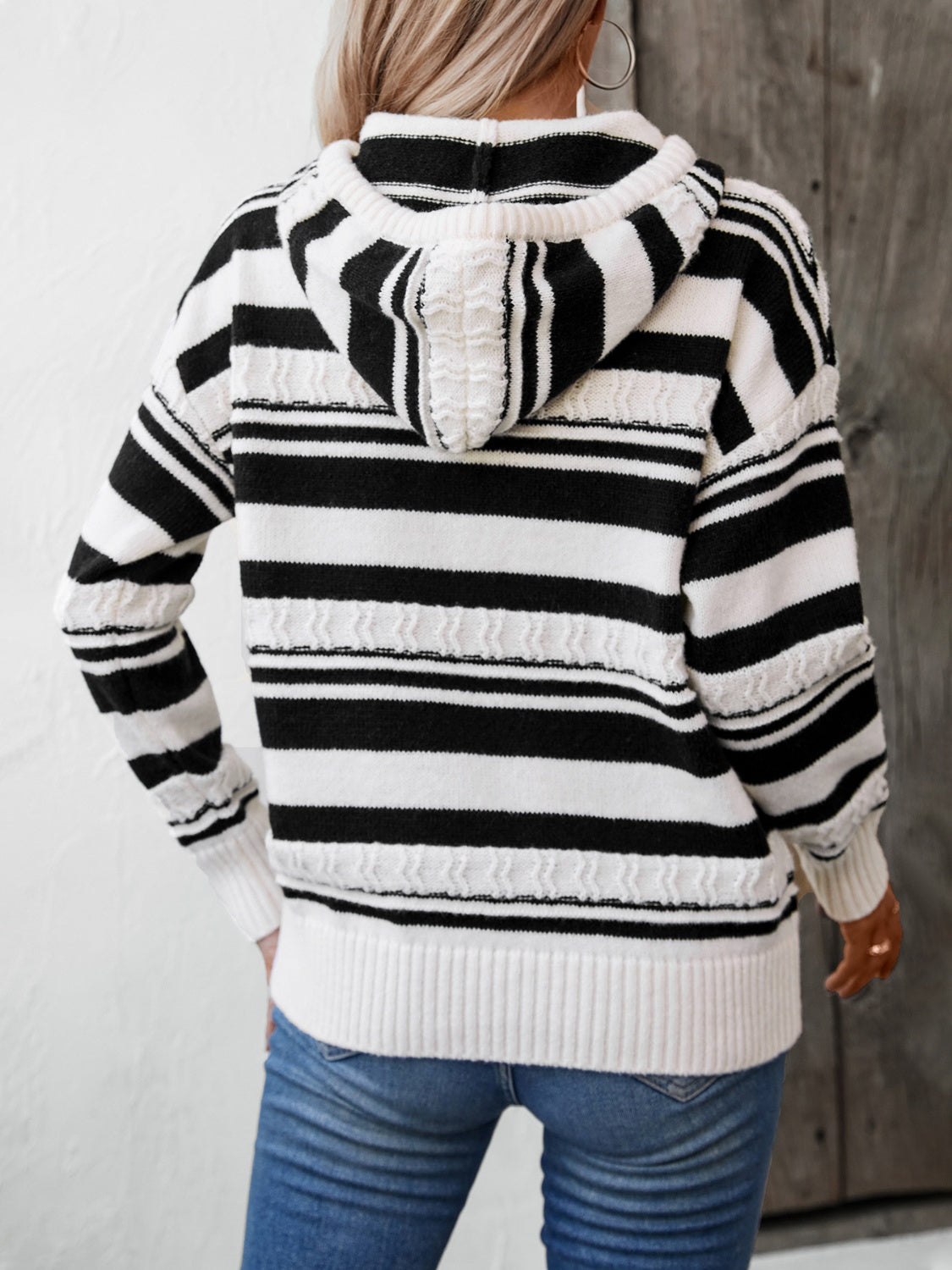 Juana | Striped long sleeve drawstring hoodie