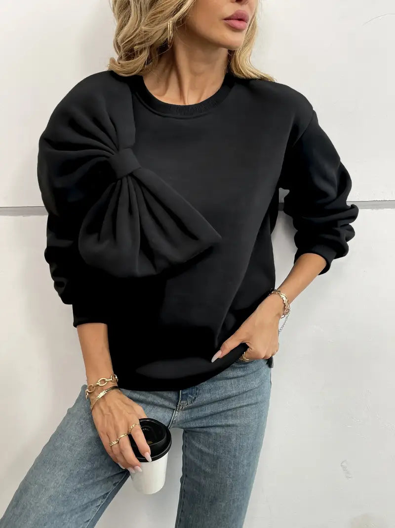 Nicole® | Oversized Cotton Sweater With Bow