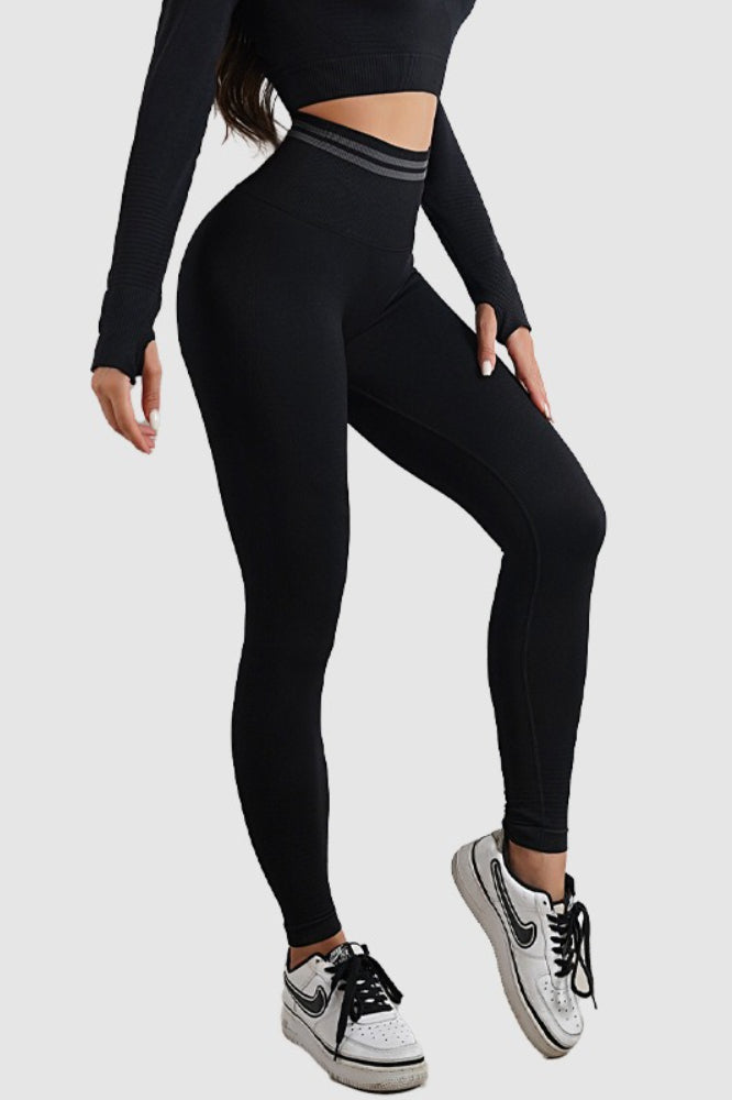 Seamless Striped High-Waist Sculpting Workout Leggings