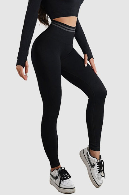 Seamless Striped High-Waist Sculpting Workout Leggings