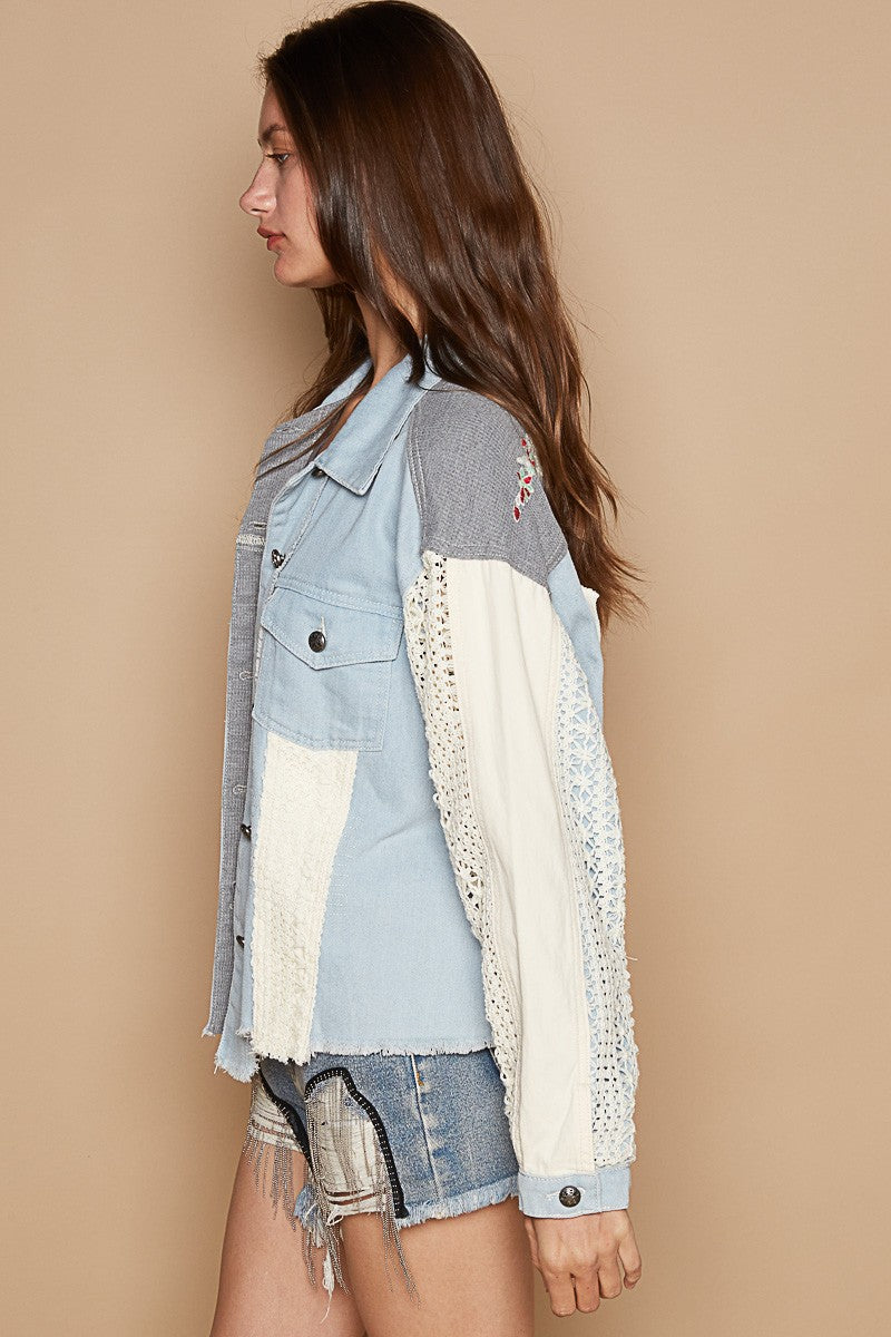 Úrsula | POL shaket crochet embroidery with raw hem and chest pockets