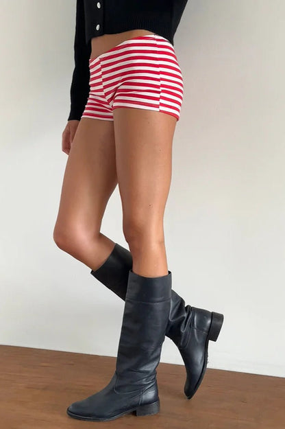 Casual Chic Stripe Skinny Low Waist Shorts