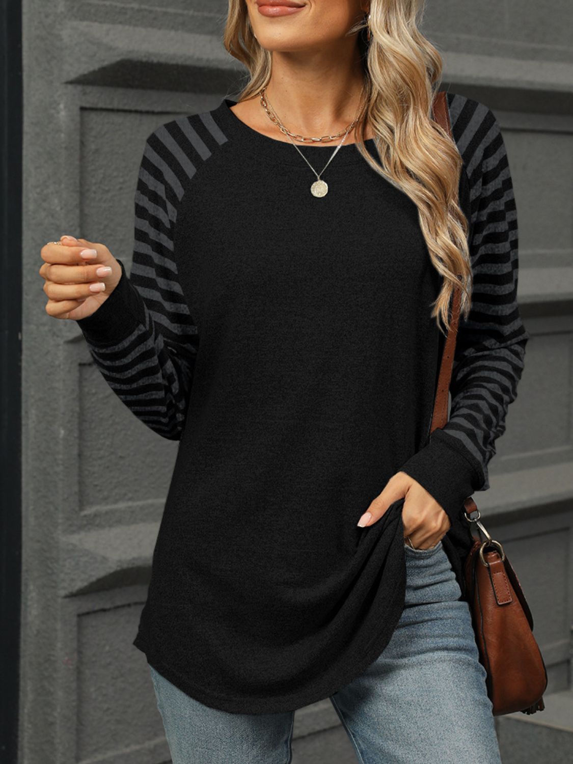 Kristin | Striped long-sleeved crew neck t-shirt