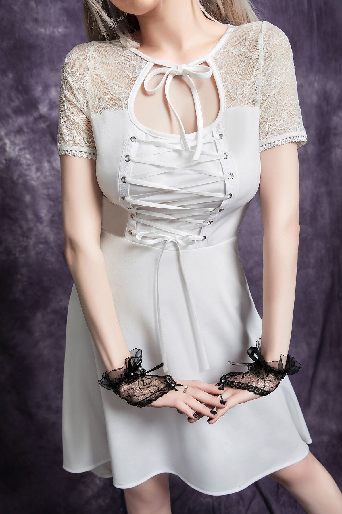 Front Tie Lace Gothic Dress
