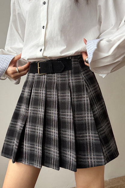 Vintage Plaid Pleated Skirt