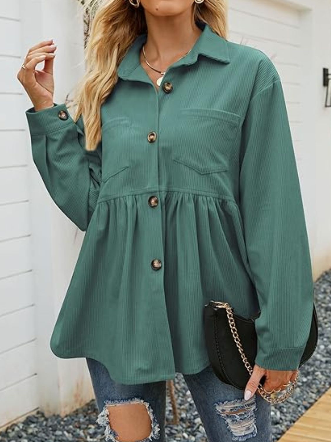Mirjam | Button-down, long-sleeved shirt