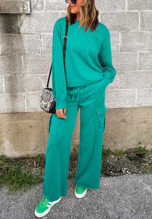 Berta | Complete set consisting of a long-sleeved crew-neck shirt and drawstring trousers