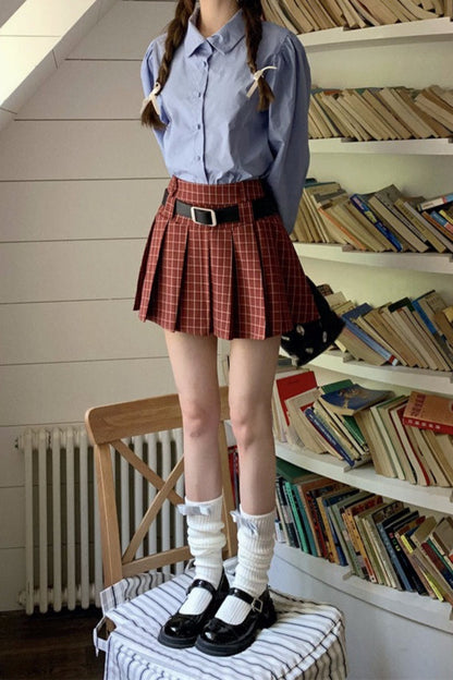 Plus Size Plaid Pleated Skirt