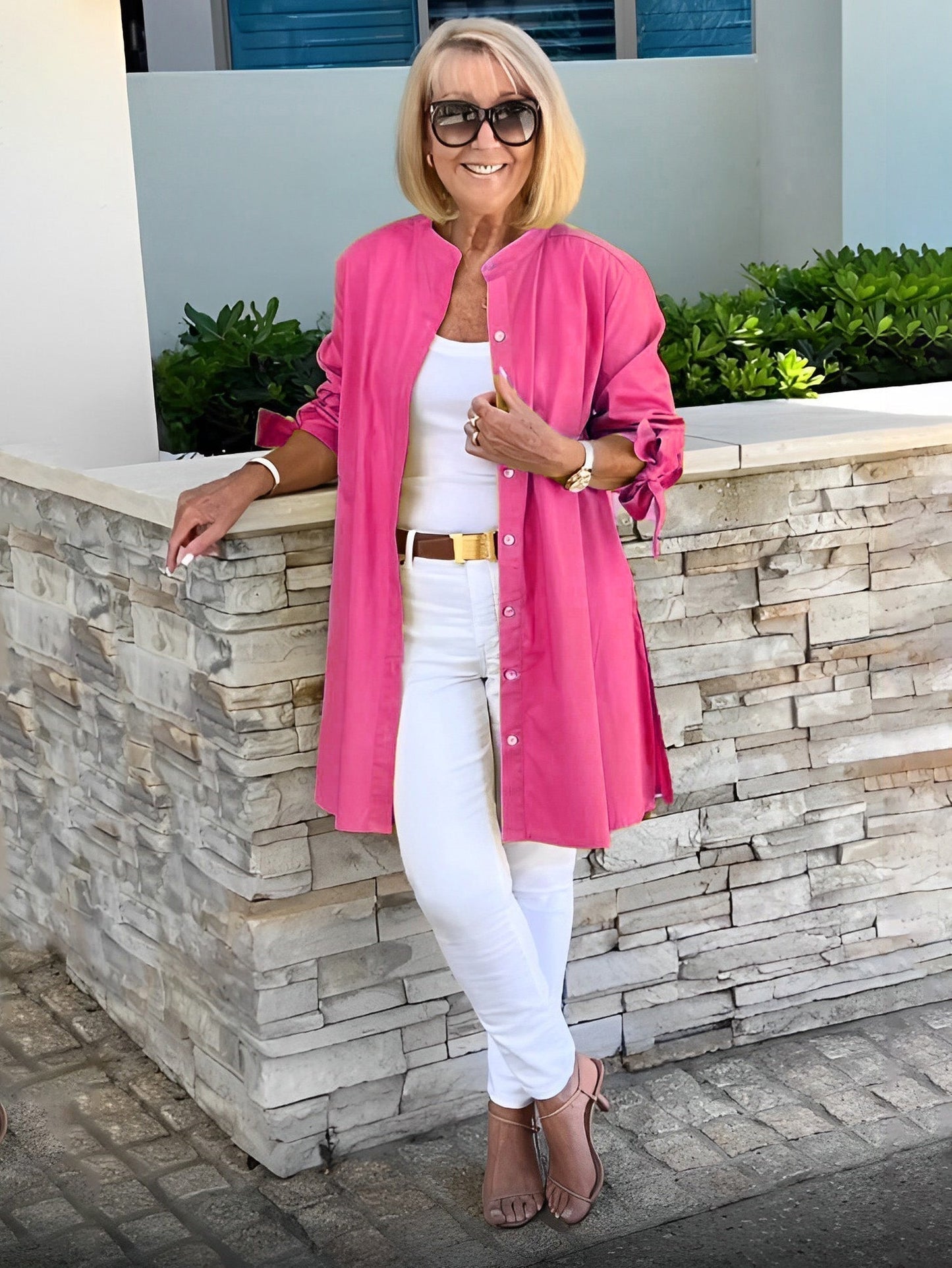Imelda | Long, simple cotton shirt