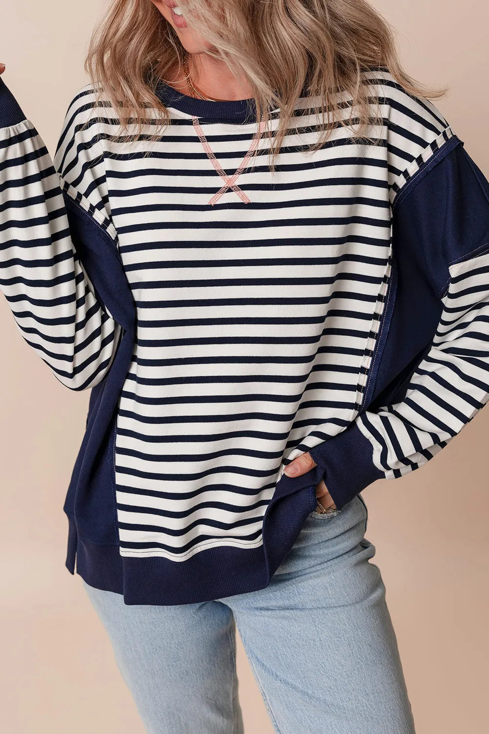 Vera | Striped long-sleeved crew neck sweatshirt
