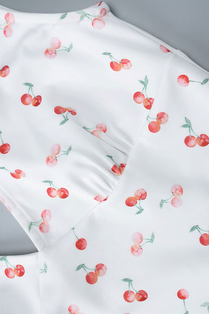 Romantic Pastoral Floral Print V Neck Mini Dress