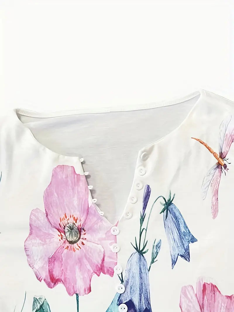 Morgan® | Floral Print Top With Buttons And Flared Sleeves