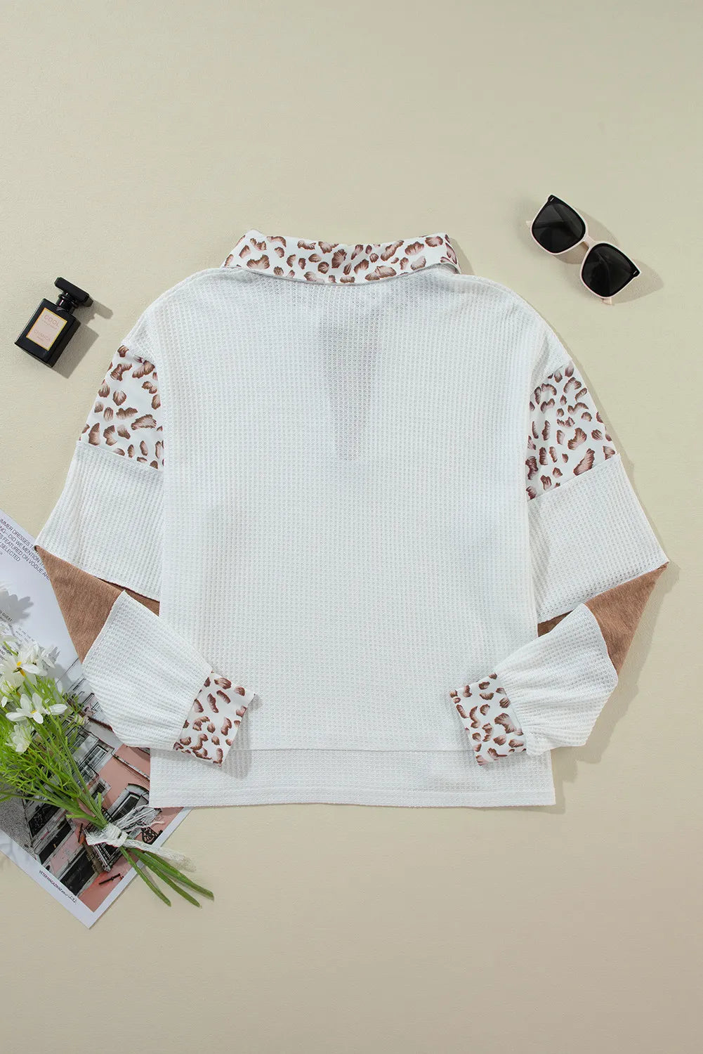 Birgit | Long sleeve shirt with Johnny collar and leopard print