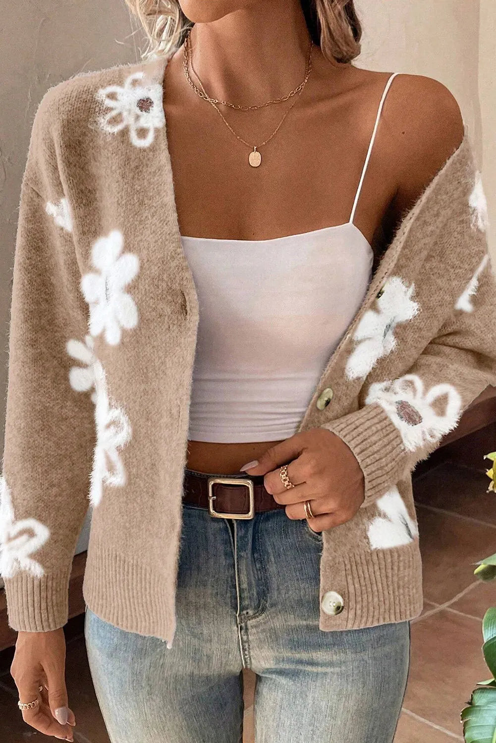 Isabel | Floral button down long sleeve cardigan