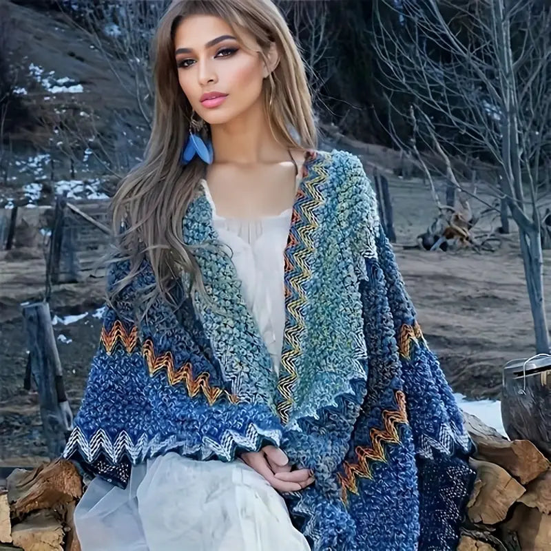 Antonia | Knitted poncho shawl