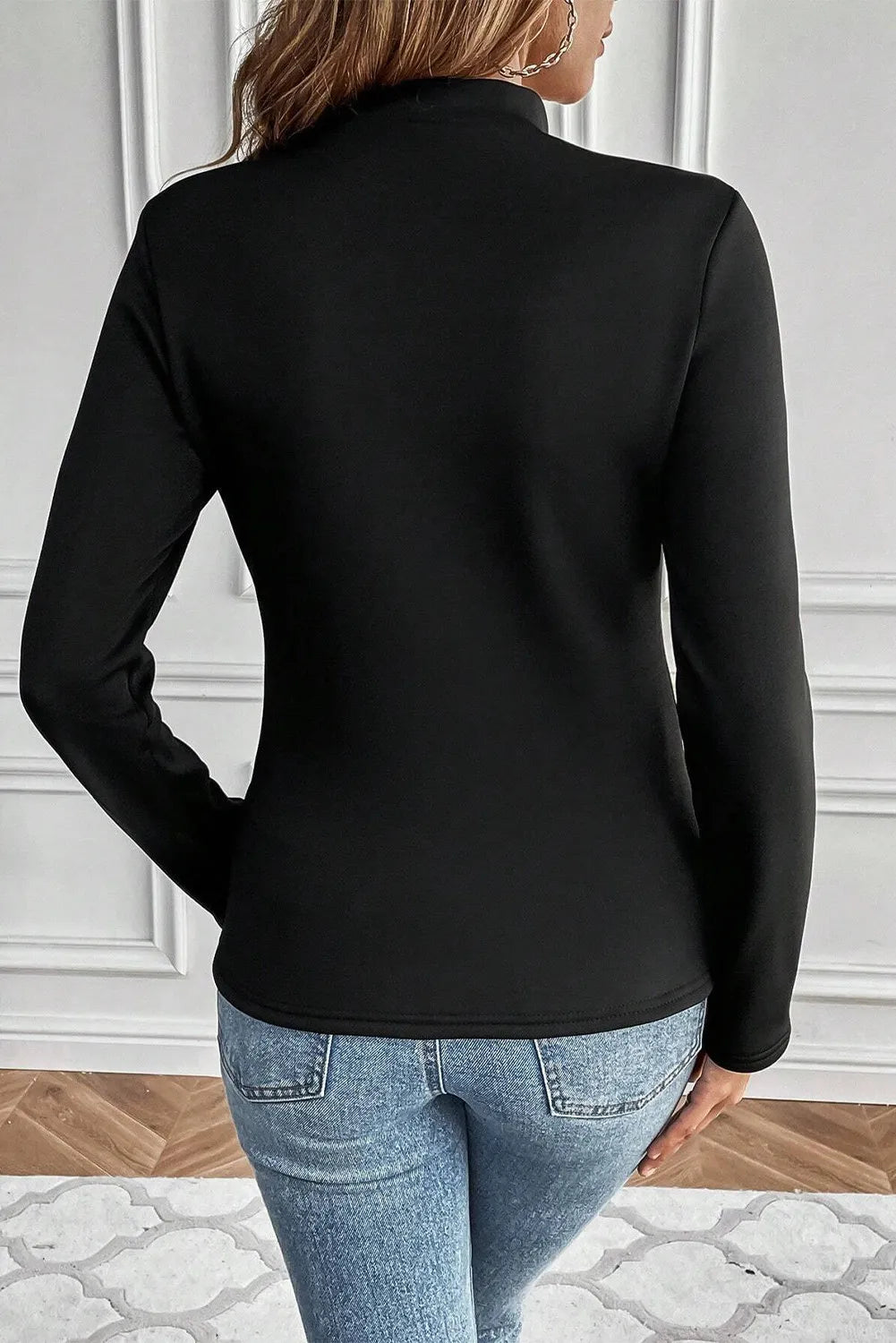 Loretta | Thermo-lined long-sleeved blouse with stand-up collar