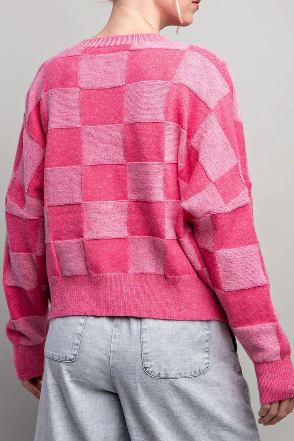 Adriana | Checked long-sleeved cardigan with V-neck