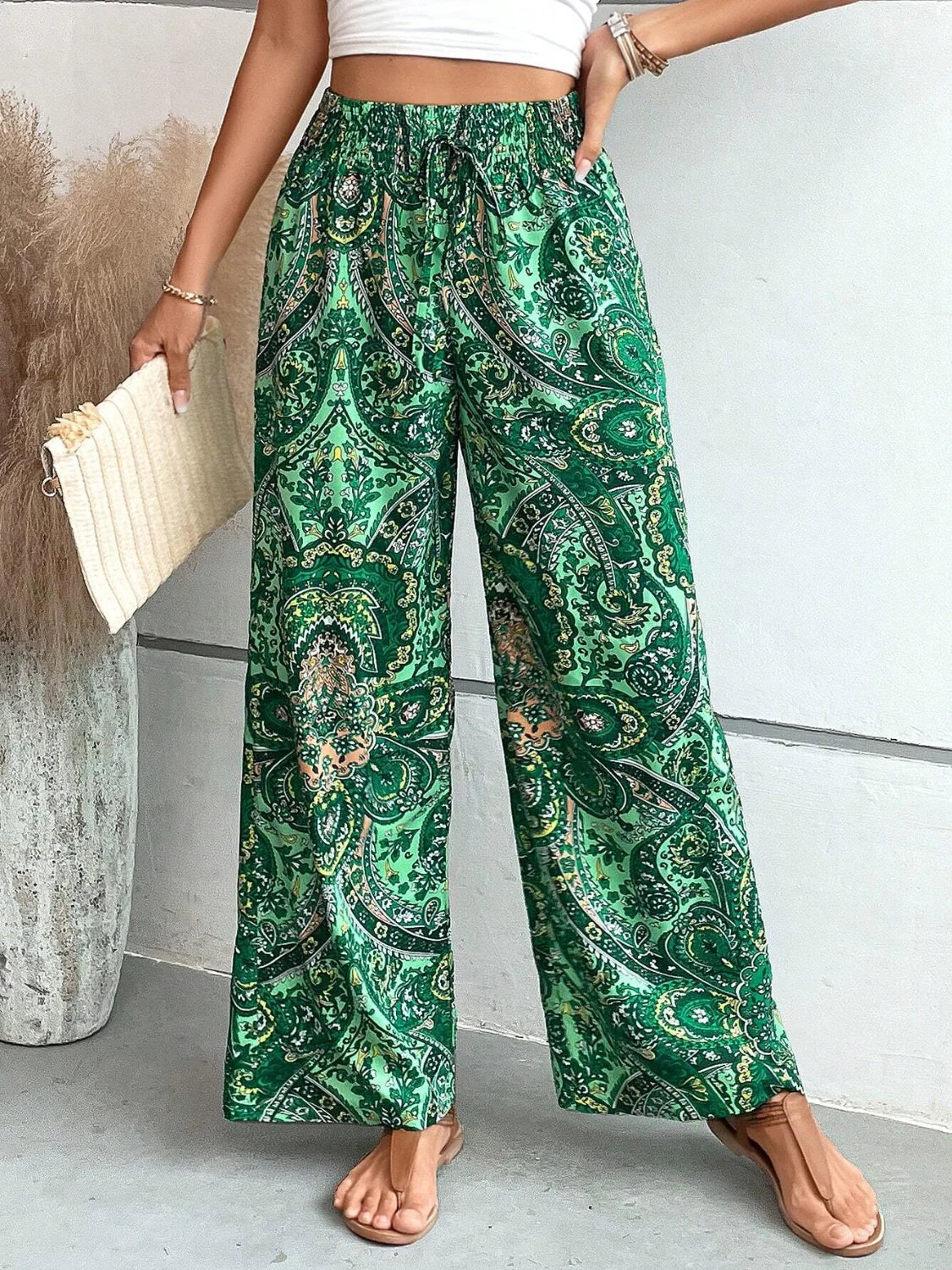 Rowan® | Elegant Printed Wide-Leg Trousers