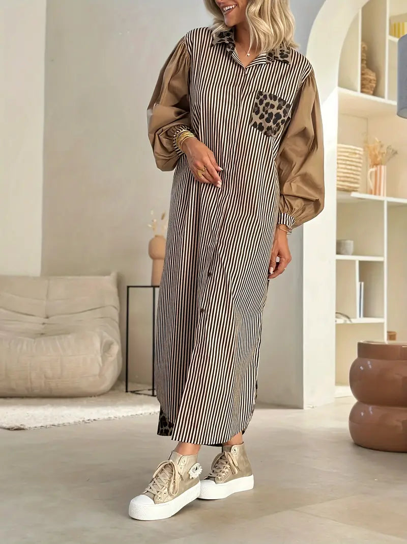 Rebecca® | Leopard Print Dress With Puff Sleeves